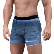 Boxer briefs with a blue ocean wave print.