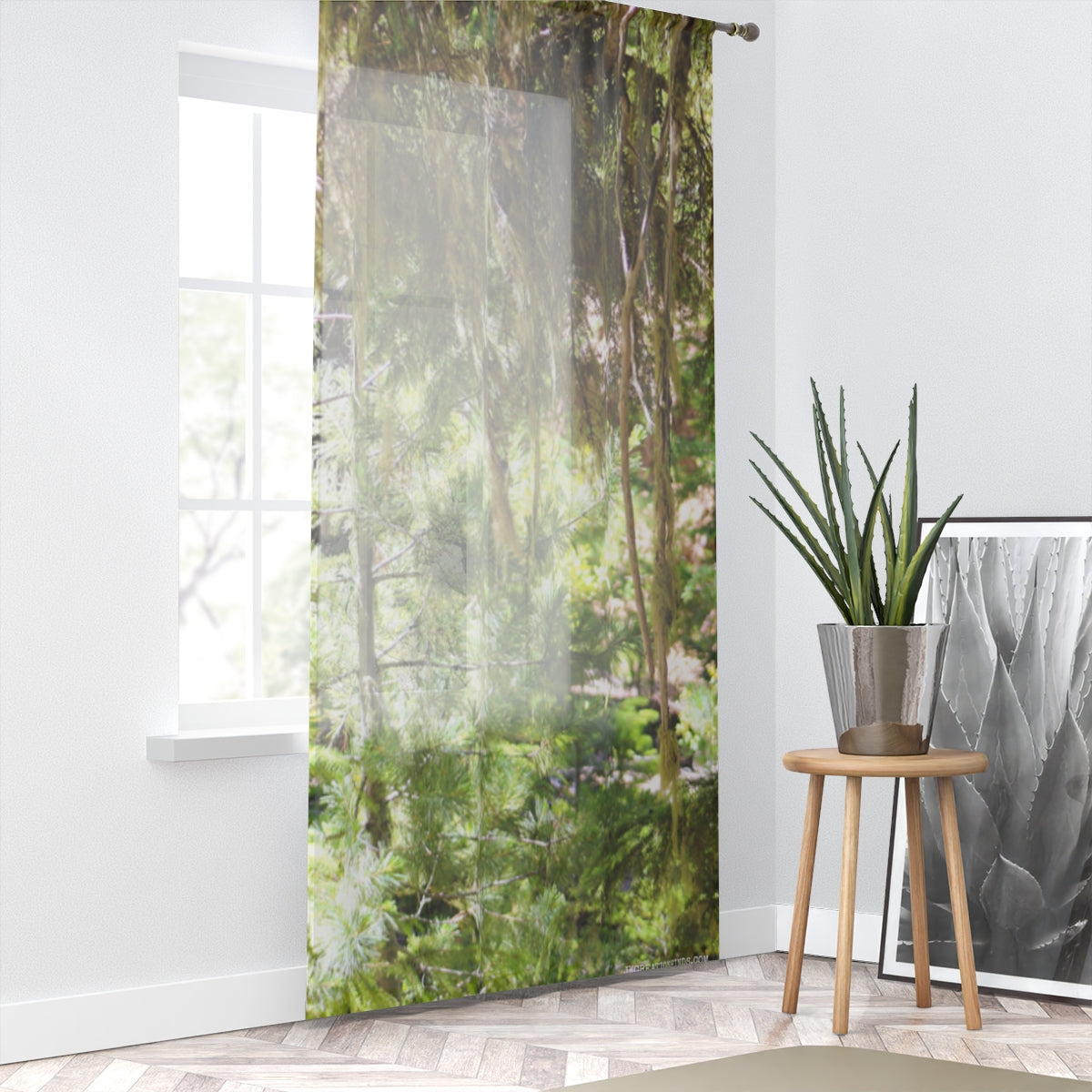 Forest Window Curtains, Mossy Tree Drapes, Nature Inspired Decor, Greenery Room Accent, Botanical Print, Forest View Curtains