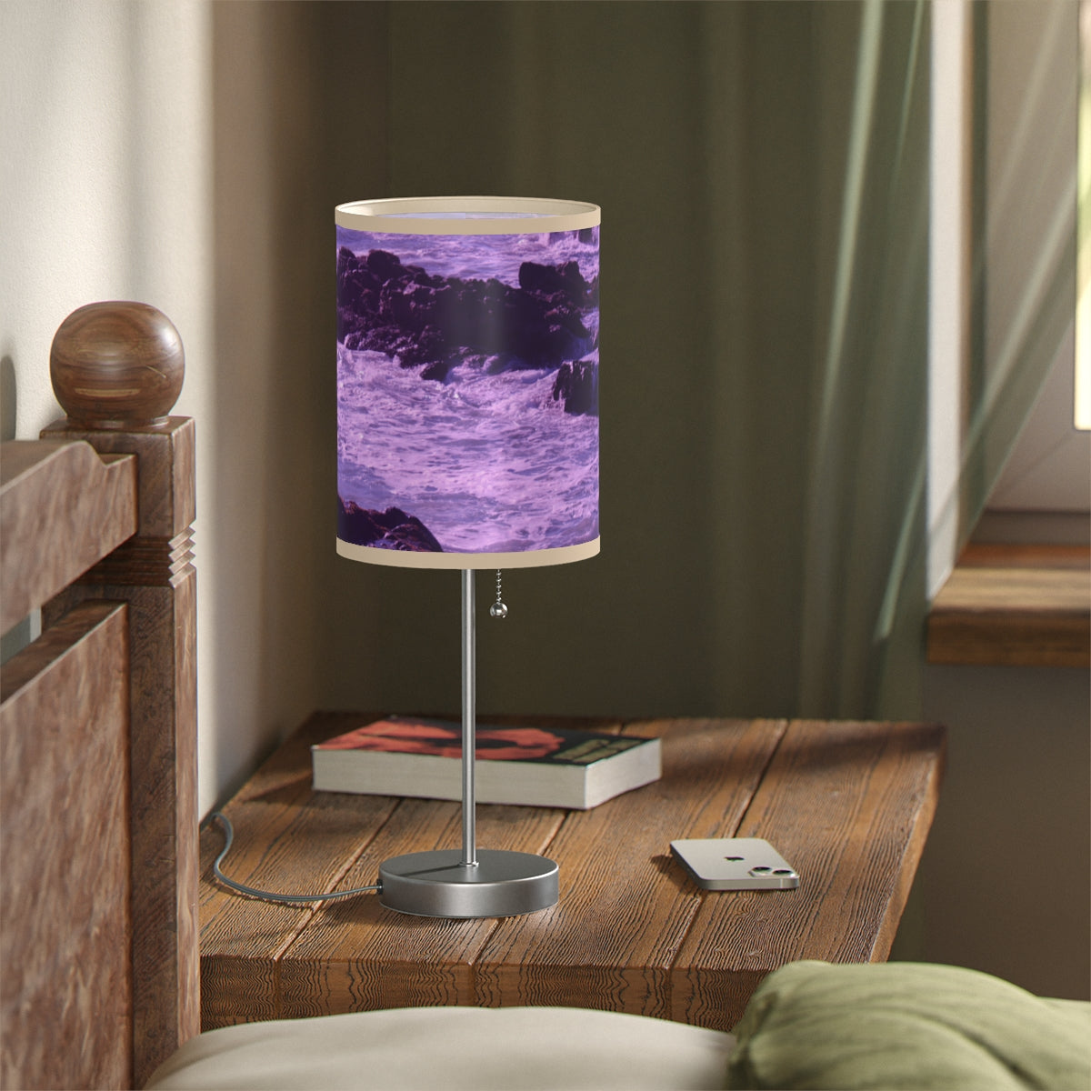 Purple Ocean Waves Decorative Table Lamp