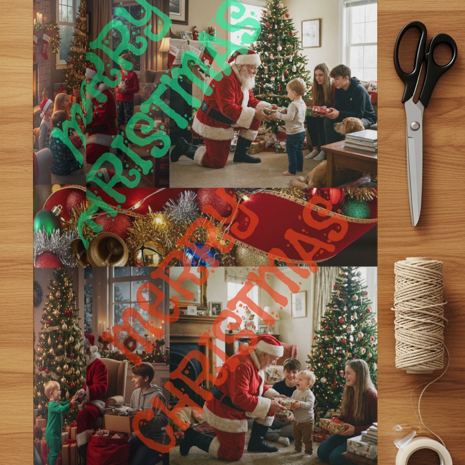 Cheerful Family Celebrating Christmas Gift Wrap