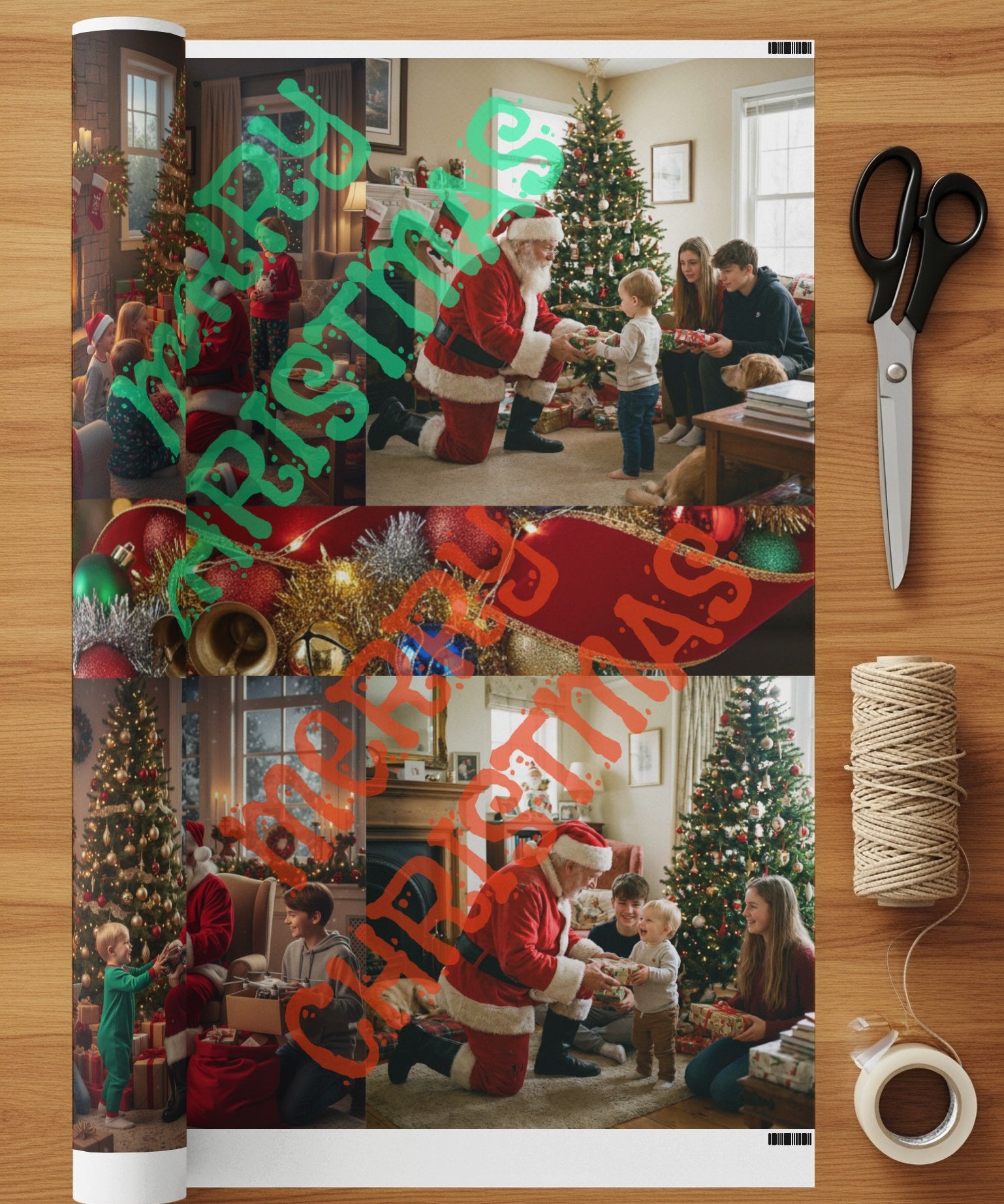 Cheerful Family Celebrating Christmas Gift Wrap