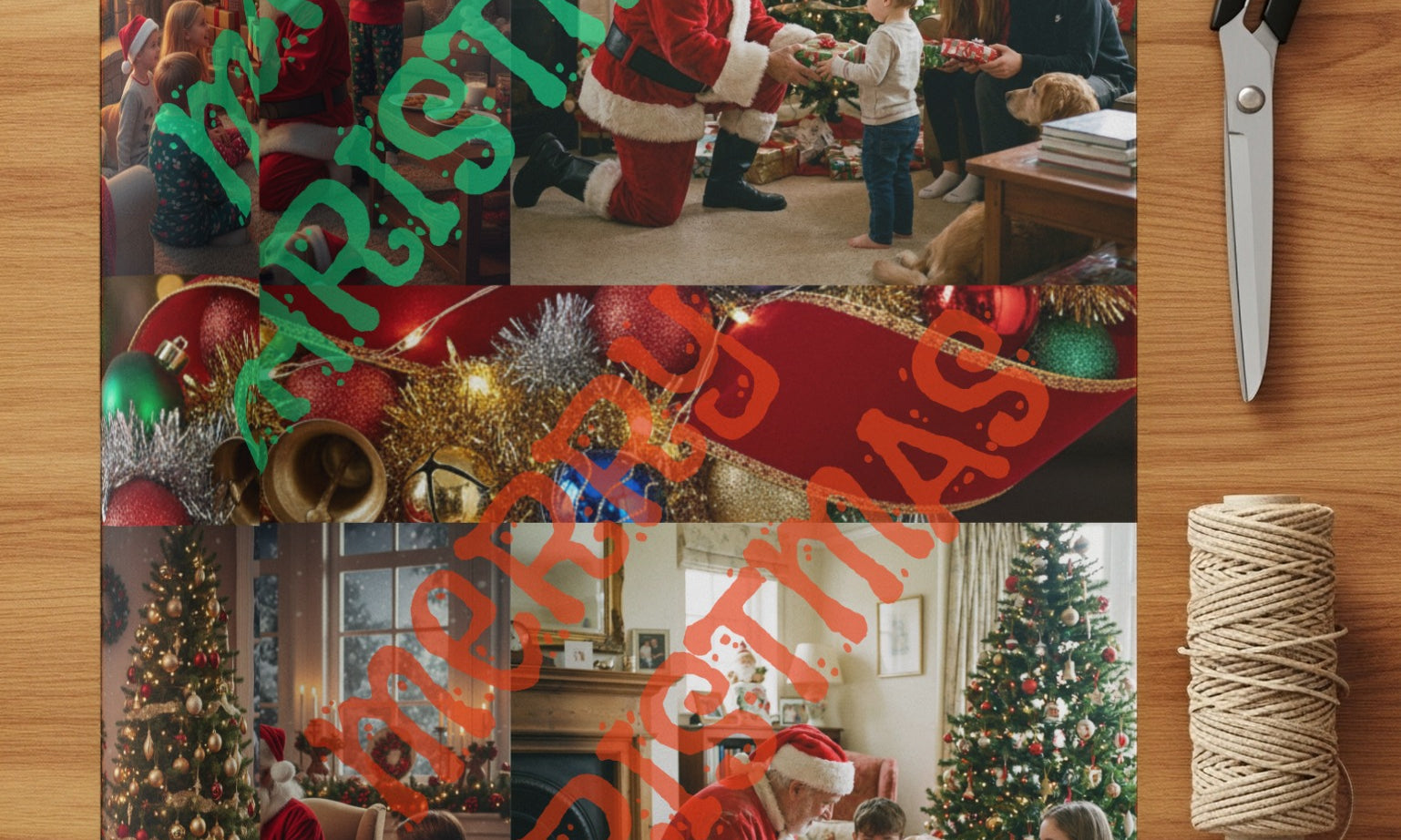 Cheerful Family Celebrating Christmas Gift Wrap