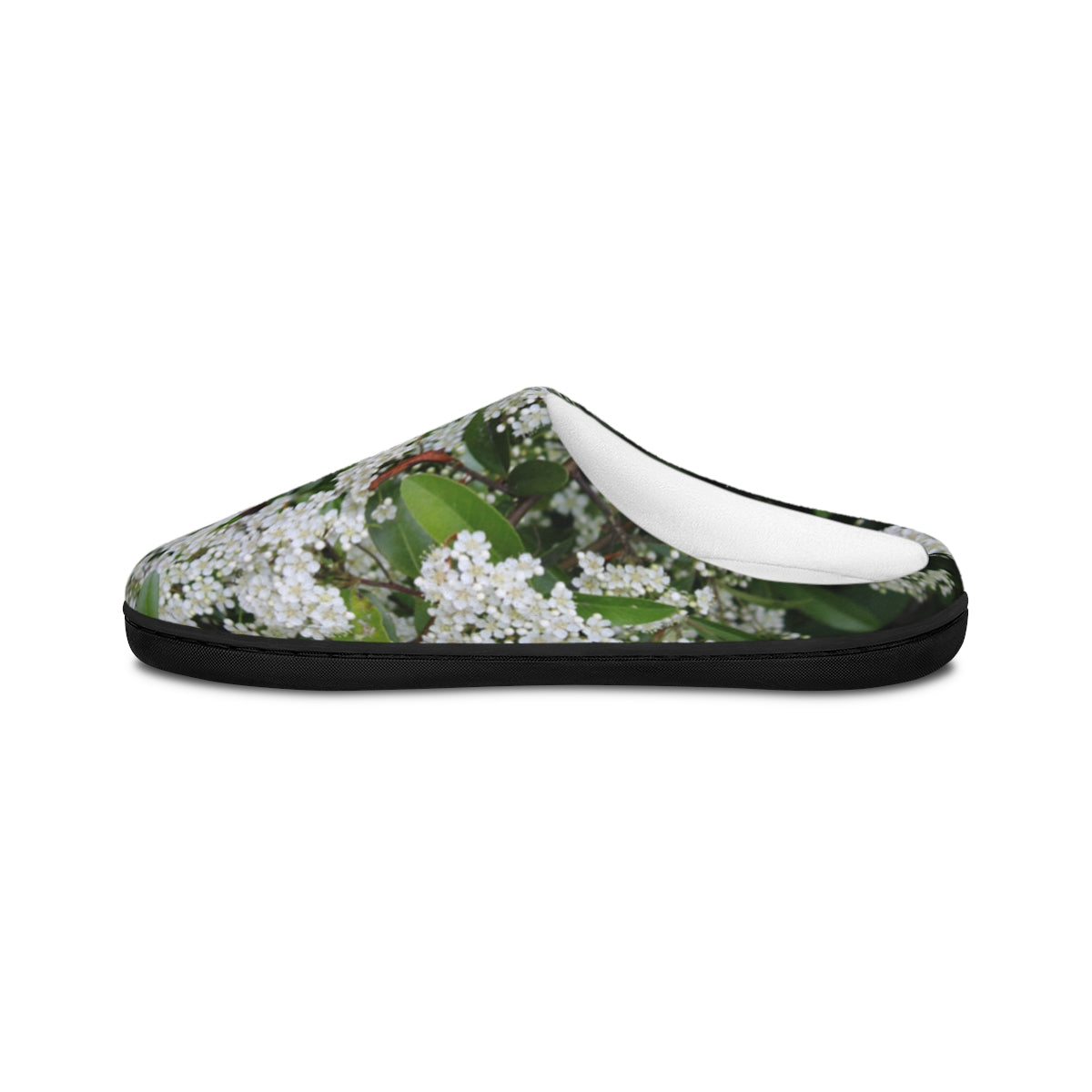 White Blossoms with Green Leaves Slip-On Slippers