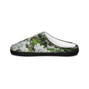 White Blossoms with Green Leaves Slip-On Slippers