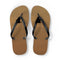 Brown flip-flops with a black silhouette of a bird on each sole.