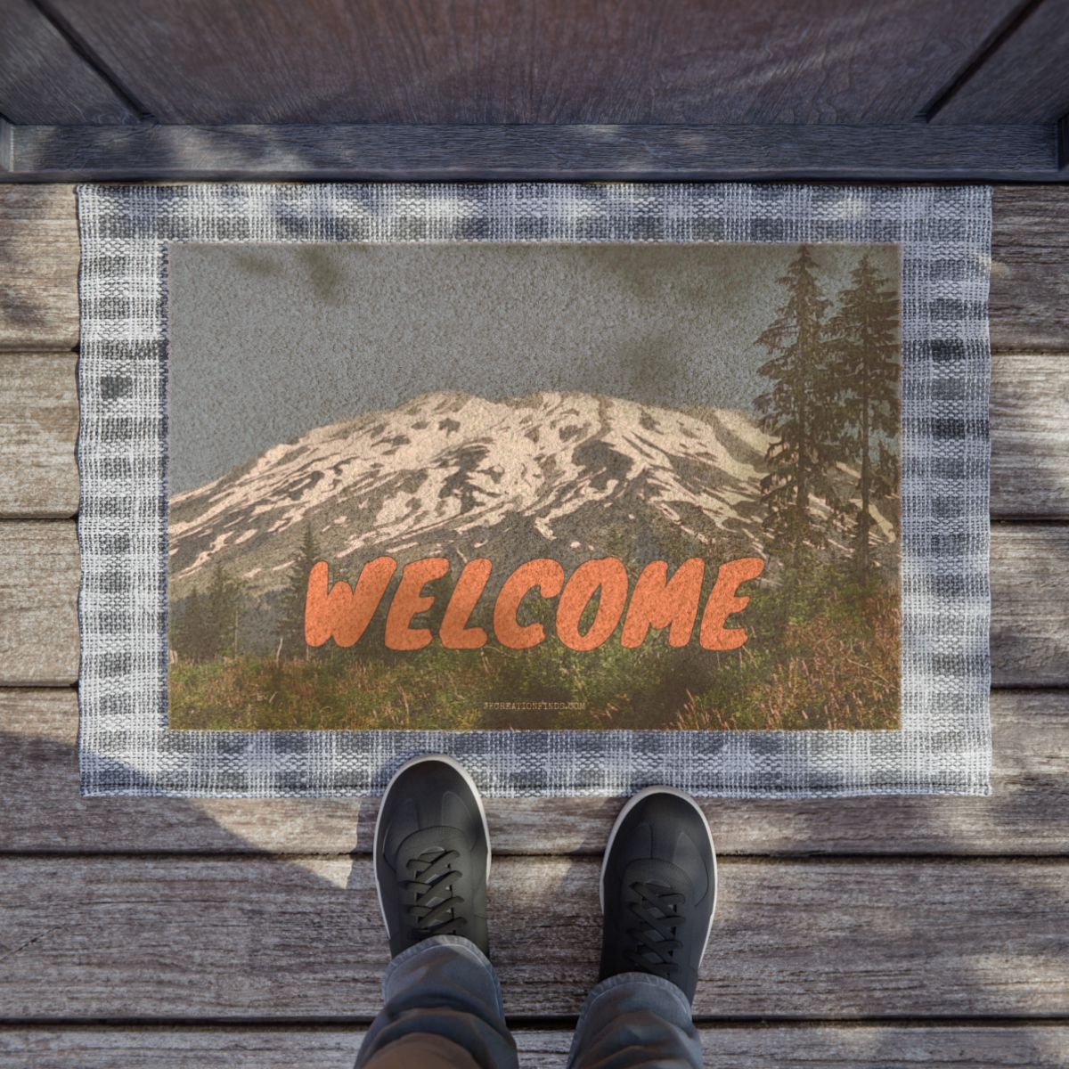 Mountain Welcome Outdoor Rug for Inviting Entryways